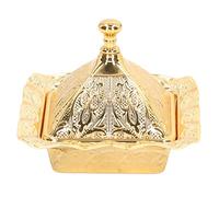 Gold Serving Bowl, Vintage Mini Sugar Chocolate Candy Bowl Serving Dish Zinc Alloy Decorative Turkish Delight Container with Dustproof Lid for Party Wedding Kitchen Coffee Bar
