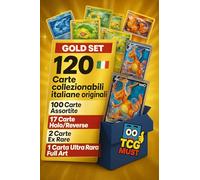 Gold Set - 120 Original Italian Cards - Includes 17 Holo/Reverse, 2 Ex Rare and 1 Full Art Ultra Rare Card Protected by Compatible Sleeves