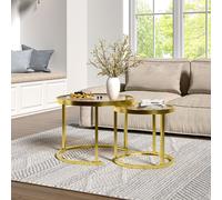 (Gold) Set of 2 Round Nesting Coffee Tables