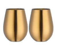 （Gold）Set of 2 Stainless Steel Stemless Wine Glasses for Travel