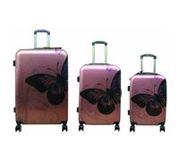 (Gold, Set of 3) Hampton & Stewart Butterfly Hard Shell Suitcase