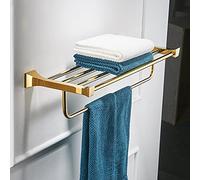 Gold Set Toilet Bursh Holder Gold Polished Towel Ring Bath Corner Shelf Wall Mount Bathroom Products Hook towel rack As shown (Glass Shelf As shown)
