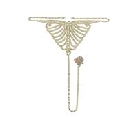 Gold Sexy Body Chains for Layered for Bikini Adjustable For Rhinestone For Fringe Summer Women Jewelry Gifts Beach for Prom Lingerie Chain Accessories (Model 4)