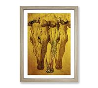 Gold Shade Of Skulls Modern Framed Print | A2 Oak Framed Wall Art | Ready to Hang | Modern Nature Picture | Living Room Bedroom Lounge Office