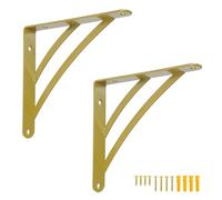 Gold Shelf Brackets, 200mm Triangle Shelving Brackets, Versatile Right Angle Wall Mounted Shelf Supporters for Scaffold Board, Modern Brass Wall Decor Corner Brace for DIY Shelving, Gold, 2 Pcs