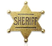 Gold Sheriff Badge - Cowboy Star Badge Pins, Retro Hexagram Alloy Brooch, Police Honorary Commemorative Pins for Hat, Anniversary Medal Emblem
