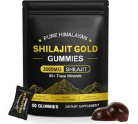 Gold Shilajit Gummies for Men & Women, Shilajit Pure Himalayan Gummy 3000mg, Energy & Boost Immune Support, Enhances Focus, Gluten Free & Vegan (60 Gummies)
