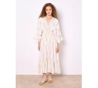 Gold Shimmer Paisley Midi Dress Apricot Cream 10