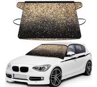 Gold Shimmer Sequin, Car Windshield Cover, Protective Windscreen Cover - Snow Ice Sun UV Dust Water Resistant - Fit for Most Cars