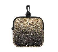 Gold Shimmer Sequin, Square Zipper Storage Bag, Neoprene Coin Purse, Small Wallets, Change Pouch, Change Purse