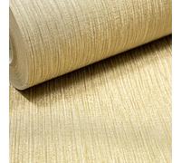 Gold Shimmer Vinyl Wallpaper - Solid Thick Heavy Duty Designer Textured Wallpaper - Plain Stripe Metallic Shimmer - 10376-30