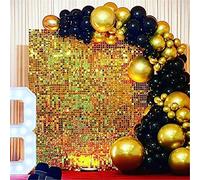 Gold Shimmer Wall Backdrop Sequin Panels Backdrop 36 Panel Birthday Wedding Background Decoration Wall for Birthday Party
