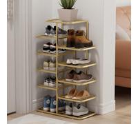 Gold Shoe Rack, 3-10 Tier Narrow Vertical Metal Tower, Adjustable Shelves Double Row Large Capacity Storage Rack For Entryway Closet, Space Saving Organizer For Home, Hallway, Dorm Gold 6tier