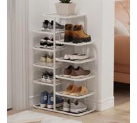 Gold Shoe Rack, 3-10 Tier Narrow Vertical Metal Tower, Adjustable Shelves Double Row Large Capacity Storage Rack For Entryway Closet, Space Saving Organizer For Home, Hallway, Dorm White 6tier