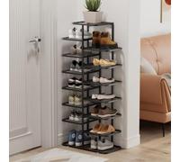 Gold Shoe Rack, 3-10 Tier Narrow Vertical Metal Tower, Adjustable Shelves Double Row Large Capacity Storage Rack For Entryway Closet, Space Saving Organizer For Home, Hallway, Dorm White 7tier