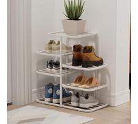 Gold Shoe Rack, 3-10 Tier Narrow Vertical Metal Tower, Adjustable Shelves Double Row Large Capacity Storage Rack For Entryway Closet, Space Saving Organizer For Home, Hallway, Dorm White 4tier