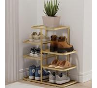 Gold Shoe Rack, 3-10 Tier Vertical Narrow Metal Shelf with Adjustable Shelves, Large Capacity Double Row Storage Tower for Entryway and Closet