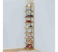 Gold Shoe Rack Slim Open Shelf Shoe Cabinet Multi-Tier Metal Shoe Organizer for Entryway Hallway & Bedroom Stylish Space-Saving Storage (Gold 27 x 26 x)