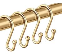 Gold Shower Curtain Rings Hooks, Set of 12 CHICTIE Decorative Shower Curtain Hooks, Premium Metal Rust Resistant S Shaped Hooks Hangers for Bathroom Curtains,Clothing, Towels, etc