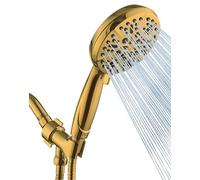 Gold Shower Head with Handheld High Pressure - The High Flow Rain Showerhead with Extra 60" Long Hose and Adjustable Overhead Brass Holder Anti-Clog Silicone Nozzles - Upgrade your Luxurious Bathroom
