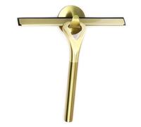 Gold Shower Squeegee 8.9 Inch Stainless Steel Wiper without Leaving Marks and Scratches Glass Wiper with Hook for Bathroom Mirror Cleaning Floors, Desks, Windows, Glass