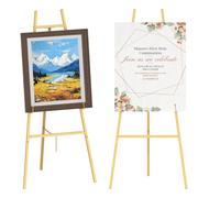 Gold Sign Easel, 110 cm Adjustable, Metal Large Floor Standing Picture Floor Easel, Wedding Poster Easel, Ideal for Baby Showers and Birthday Parties, Signage Logos, Artwork Displays (1)