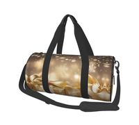 Gold Silk Christmas Duffle Bag With Shoes Compartment And Adjustable Strap,Foldable Travel Duffel Bags For Men Women,Waterproof Duffel Bags, Black, One Size