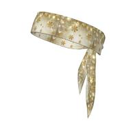 Gold Silk Christmas Print Head Tie Headbands, Ninja Karate Tie, Athletic Sweatbands,Sweat Wicking Workout Head Band
