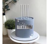 Gold Silver Acrylic Happy Birthday Cake Topper Simple and Elegant Cake Side Decoration for Birthday Celebrations (Silver Style-4)