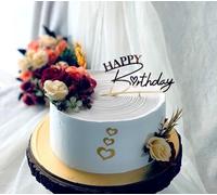 Gold Silver Acrylic Happy Birthday Cake Topper Simple and Elegant Cake Side Decoration for Birthday Celebrations (Gold Style-5)