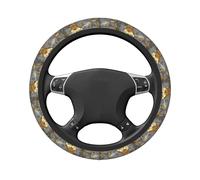 Gold-Silver Alloy Texture Car Stretch Steering Wheel Cover Universal 15 Inch,Anti-Slip Steering Wheel Covers, Breathable For Suvs Trucks