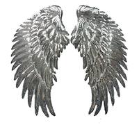 Gold Silver Black Sequin Wings Iron-On Patches for Clothes DIY Appliques Decoration Sewing Accessories 12.4x5.51in(Silver)