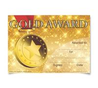 Gold, Silver, Bronze Award certificates for school teachers, A5 silk finish card (Gold)