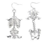Gold/Silver Color Intricate Skeleton Cutout Dangle Earrings Vintage Gothic Styles Alloy Earring Artistic Skull Drops Earrings Retro Floral Alloy