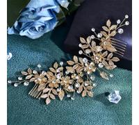 Gold Silver Color Wedding Hair Comb Accessories Alloy Leaf Side Combs Bridal Headdress Jewelry Hp843-G