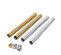 Gold Silver Doameter 16mm Straight Pipe with M10 Inner Thread Floor Lamp At Both Ends Connected to The Middle Tube Extension Rod(Double Connector,Silver (Color))