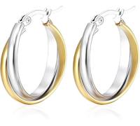Gold Silver Hoop Earrings for Women Three Circle Two Circle Intertwining Earrings Polished Chunky Hoop Earrings Fashion Jewelry Gift (style3)