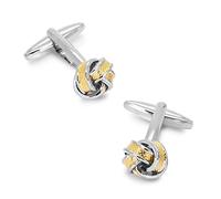 Gold Silver Knot Cufflinks Two Tone Elegant Look Premium Quality