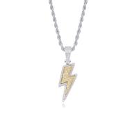 Gold Silver Lightning Pendant Necklace for Men Women Gothic copper Lightning Pendant Necklace Hip Hop Rock Punk Halloween Necklace Jewelry, Adjustable, Copper, No Gemstone