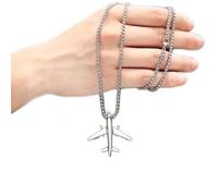 Gold Silver Pendant Necklace for Women 14K Gold Plated Dainty Gold Necklace Simple Delicate Jewelry Gift Aircraft Jelwery 925 Sterling Silver Airplane Choker Aircraft Pendant Couple's Necklace(Silver）