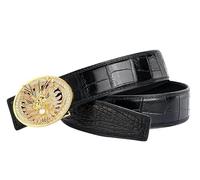 Gold Silver Rhinestone Pin Buckle Designer Genuine Crocodile Skin Men Belts Alligator Leather Male Dragon Belts For Man, Black Gold, 120 cm