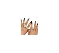 Gold Silver Rings Set for Women Non Tarnish Adjustable Stackable Ring Vintage Bold Thick Open Knuckle Finger Rings Irregular Round Dome Midi Beachy Flower Baroque Pearl Statement Chunky Ring Jewelry