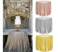 Gold Silver Rose Pink Sequin Tablecloth Round Hand Made Glittery Table Cover UK (Silver, 80cm (31.5''))