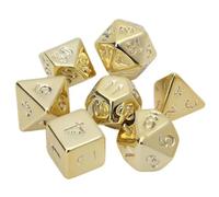 Gold/Silver/Rose/Rainbow Electroplated Dice Set - Treasure TTRPG Dice Set - Polyhedral Dice for Tabletop RPG Gaming and Tabletop RPGs - CHOOSE YOUR OWN (Gold)