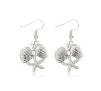 Gold Silver Starfish Earrings for Women SeaShell Shell Earring Drop Dangle Mermaid Costume Summer Beach Earring Ocean Earrings Vacation Jewelry Accessories, Metal, No Gemstone