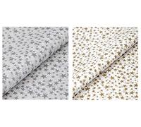 Gold/Silver Stars Tissue Paper Acid Free Gift Wrap Sheets 35x45cm - Wedding/Baby (25 Sheets, Gold Stars)