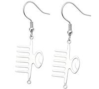 Gold & Silver Tone Hamsa Fatima Hand Hook Earrings, Stainless Steel African Gye Symbol Prayer Hands Amulet Dangle Earrings for Women, One Size, Stainless Steel, No Gemstone