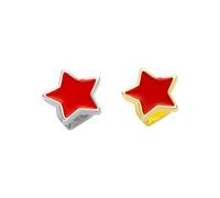 Gold & Silver Tone Hip Hop Grillz - Red Enamel Five-Point Star Butterfly Heart & Flower Shaped Bold Catching Dental Accessory(Stars)