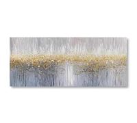 Gold Silver Wave Painting Gold Leaf Abstract Canvas Wall art Luxury Art Posters Modern Pictures Print for Living Room Bedroom Large Wall Decor Artwork 80 x 40cm (31 x 16 inch) No Frame