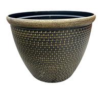 Gr8 Garden Large 36cm Plastic Round Cromarty Plant Pot Flower Planter Water Grow Tub Garden Patio Indoor Outdoor Decor (Gold, Pack of 1)